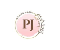 iniziale pj femminile logo. utilizzabile per natura, salone, terme, cosmetico e bellezza loghi. piatto vettore logo design modello elemento.