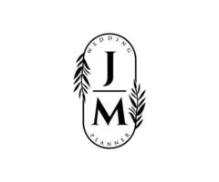 jm iniziali lettera nozze monogramma loghi collezione, mano disegnato moderno minimalista e floreale modelli per invito carte, Salva il Data, elegante identità per ristorante, boutique, bar nel vettore