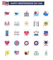 25 creativo Stati Uniti d'America icone moderno indipendenza segni e 4 ° luglio simboli di ponte Wisconsin banca Stati Uniti d'America carta geografica modificabile Stati Uniti d'America giorno vettore design elementi