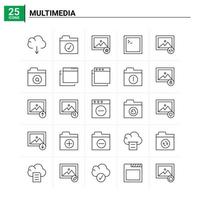 25 multimedia icona impostare. vettore sfondo