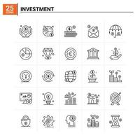 25 investimento icona impostato vettore sfondo