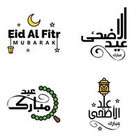 4 migliore eid mubarak frasi detto citazione testo o lettering decorativo font vettore copione e corsivo manoscritto tipografia per disegni opuscoli bandiera volantini e magliette