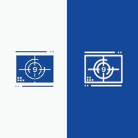 film film numeri apertura prima linea e glifo solido icona blu bandiera linea e glifo solido icona blu bandiera vettore