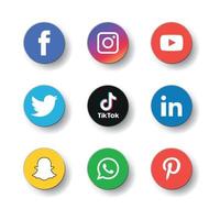 le icone dei social media impostano l'illustratore di vettore del logo