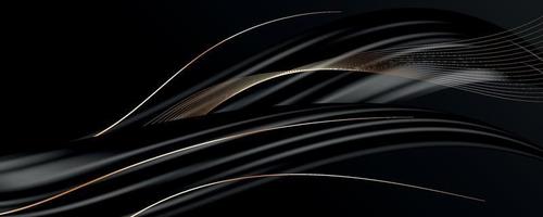 astratto 3d nero sfondo con d'oro Linee vettore