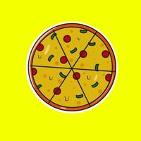 un' impostato di piatto Pizza icone isolato su giallo vettore