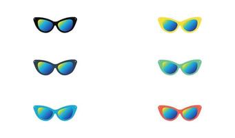 impostato di cartone animato occhiali da sole colorato vettore