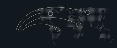 globale comunicazione concetto design modello con tratteggiata mondo carta geografica. infografica con modificabile piatto elemento su astratto sfondo. vettore illustrazione per anno Domini, ragnatela striscione, attività commerciale presentazione