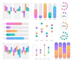 raccogliere e studia informazione con Infografica grafico design modello impostare. attività commerciale gestione. visivo dati presentazione. bar grafici e circolare diagrammi collezione vettore