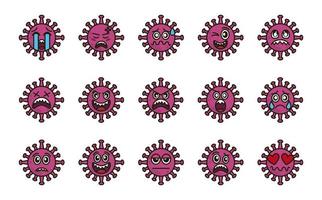 set di icone emoticon di coronavirus vettore