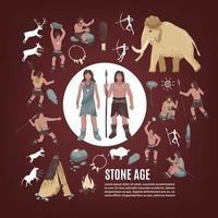 set di icone di persone dell'età della pietra vettore