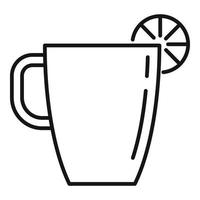 Limone tè tazza icona schema vettore. caldo bevanda vettore