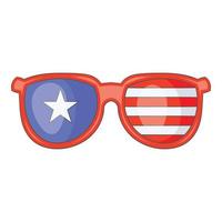 indipendenza giorno occhiali da sole icona, cartone animato stile vettore