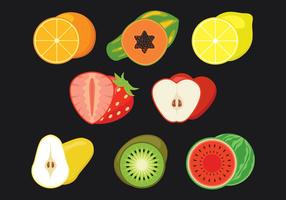 Set di icone vettoriali di fette di frutta