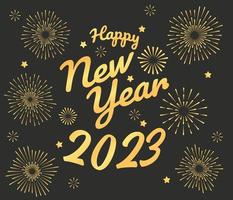 contento nuovo anno 2023 sfondo con elegante d'oro fuochi d'artificio. adatto per saluto carte, striscione, inviti vettore