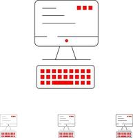 computer tastiera tenere sotto controllo calcolo grassetto e magro nero linea icona impostato vettore