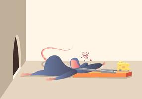 Un topo catturato in una trappola per topi vettore