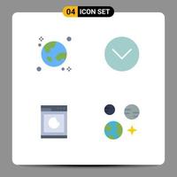 universale icona simboli gruppo di 4 moderno piatto icone di del browser cucinando globo media lavare modificabile vettore design elementi