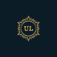 lettera ul logo con lusso oro modello. eleganza logo vettore modello.