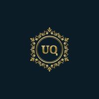 lettera uq logo con lusso oro modello. eleganza logo vettore modello.