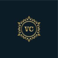 lettera vc logo con lusso oro modello. eleganza logo vettore modello.