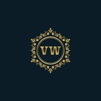 lettera vw logo con lusso oro modello. eleganza logo vettore modello.
