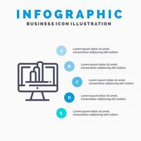 computer tenere sotto controllo camicia grafico linea icona con 5 passaggi presentazione infografica sfondo vettore