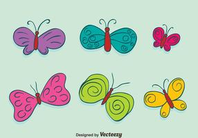 Vettori colorati disegnati a mano della raccolta della farfalla