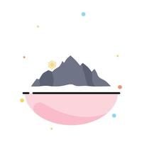 collina paesaggio natura montagna scena piatto colore icona vettore