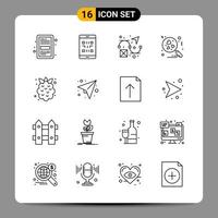 16 nero icona imballare schema simboli segni per di risposta disegni su bianca sfondo 16 icone impostato vettore