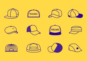 Icona dei cappelli del camionista della linea di colpo vettore