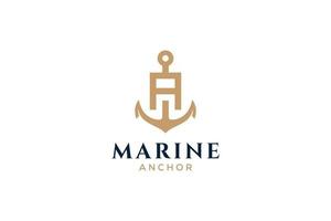 lettera un' monogramma, ancora logotipo. logo di yacht club, marittimo emblema. vettore