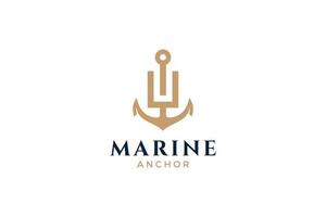 lettera u monogramma, ancora logotipo. logo di yacht club, marittimo emblema. vettore