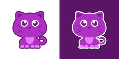 gatto gattino kawaii cartone animato vettore icona concetto. piatto illustrazione stile per mascotte, etichetta, logo e icona.
