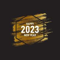 contento nuovo anno 2023 sfondo con un' grunge oro spazzola ictus vettore