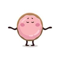 divertente capretto emoji bandiera di rosa smaltato ciambella è fabbricazione yoga. ciambella carattere, mascotte, illustrazione, etichetta. vettore