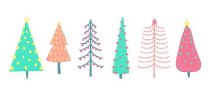 collezione di Natale decorazioni, vacanza i regali, inverno a maglia di lana Abiti, Zenzero pane, alberi, i regali e pinguino. colorato vettore illustrazione nel piatto cartone animato stile