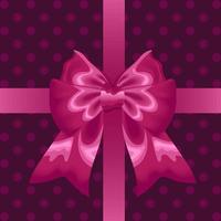 polka punto regalo scatola con rosa raso arco. vettore illustrazione nel realistico stile. per compleanno, Natale, adesivi, cartoline, design elementi.