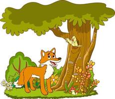 foresta animali cartone animato vettore illustrazione