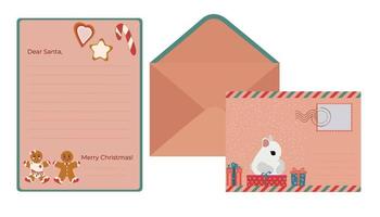 un' campione di un' nuovo anni lettera per Santa Claus e un Busta. piatto design. vettore illustrazione.