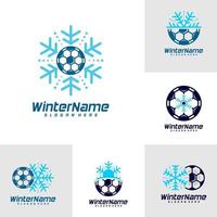 impostato di inverno calcio logo modello, calcio inverno logo design vettore