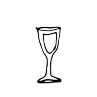 bevanda piatti vino bicchiere. linea arte mano disegnato illustrazione. nero vettore schizzo isolato su bianca.