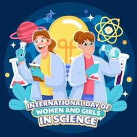 internazionale giorno di donne e ragazze nel scienze concetto vettore