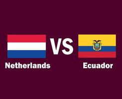 Olanda e ecuador bandiera emblema con nomi simbolo design Europa e latino America calcio finale vettore europeo e latino americano paesi calcio squadre illustrazione