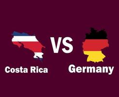 costa rica e Germania carta geografica bandiera con nomi simbolo design nord America e Europa calcio finale vettore nord americano e europeo paesi calcio squadre illustrazione