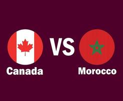 Canada e Marocco bandiera con nomi simbolo design nord America e Africa calcio finale vettore nord americano e africano paesi calcio squadre illustrazione