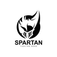 spartano logo, guerra casco completo da uomo vettore, barbaro armatura icona, vichingo, Palestra in forma disegno, fitness vettore