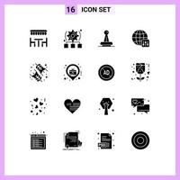 16 tematico vettore solido glifi e modificabile simboli di server impostazioni mondo francobollo foca marchio modificabile vettore design elementi