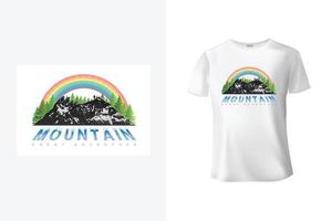 montagna all'aperto avventura maglietta design con arcobaleni. vettore grafica per maglietta e altro usi