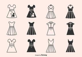 Retro icone degli abiti e delle gonne silhouette vettoriali 50s